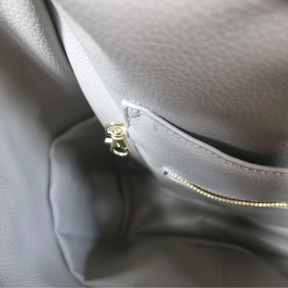 Fawn Design The Original Diaper Bag Gray Vegan Leather Convertible Backpack Tote